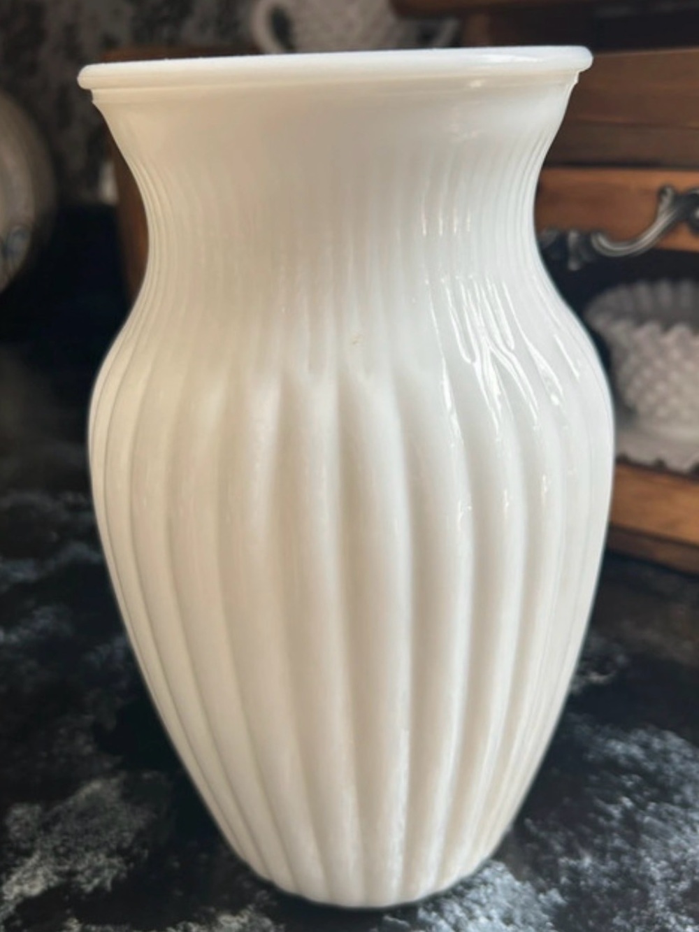 Vintage White Milk Glass Decorative Vase - Picture 3 of 4